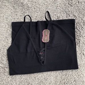 NWT Lace Front Cami in Black